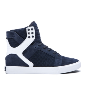 Supra SKYTOP Høye Sneakers Dame Marineblå/Marineblå/Hvite | NO-25833